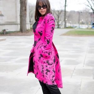 Alice and Olivia pink brocade coat